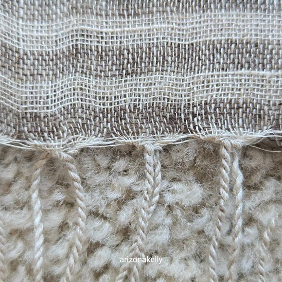 Linen Scarf Tan & Brown Stripe - Picture 2 of 7